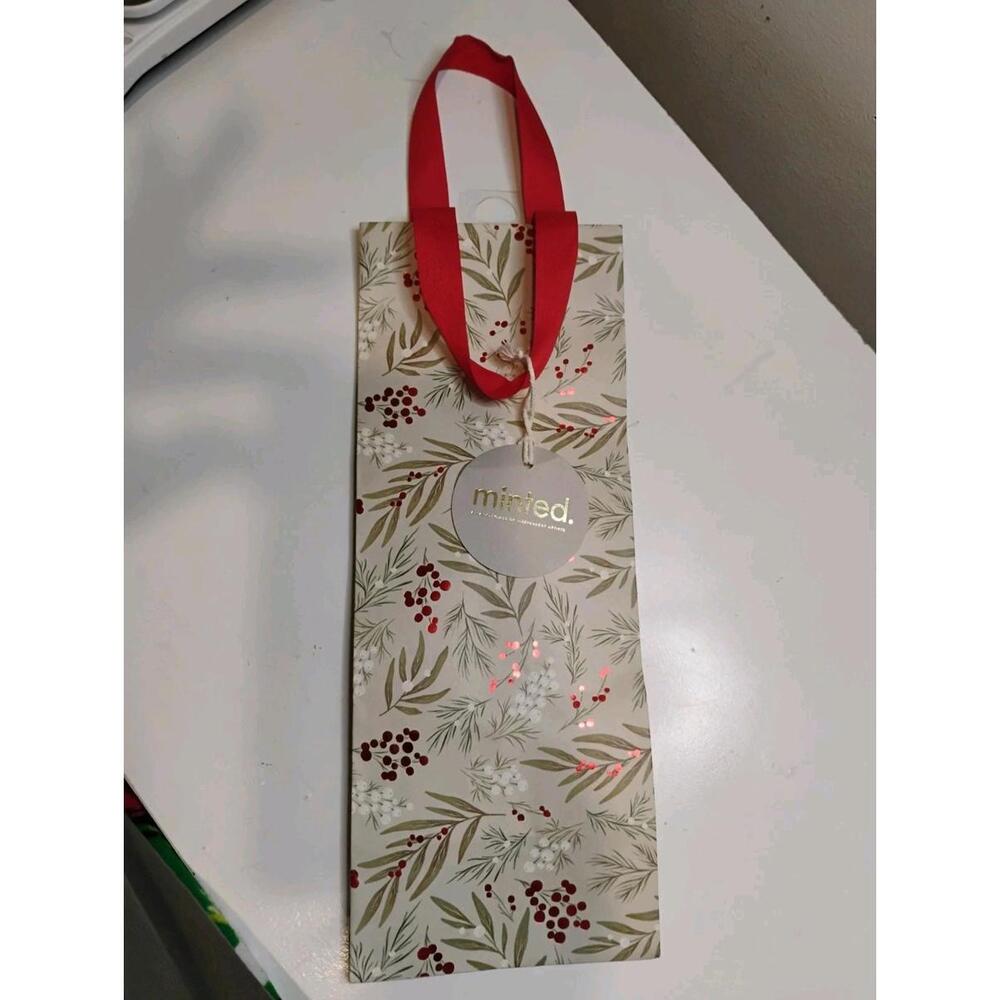 Christmas Bottle Gift Bag with Tag 35.5x12.5x8.5cm